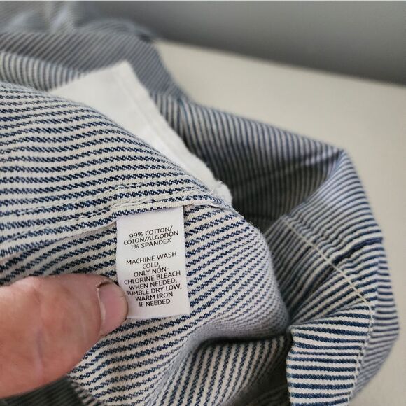Ann Taylor Loft Blue White Railroad Striped Cargo Utility Jacket XS - Picture 7 of 7